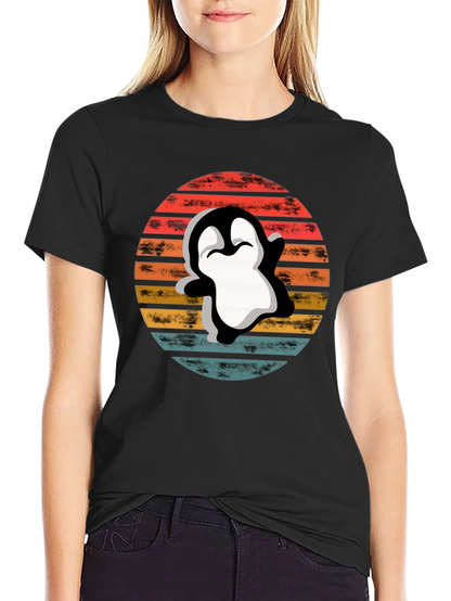 Retro Penguin T-Shirt - Sunset Graphic Tee