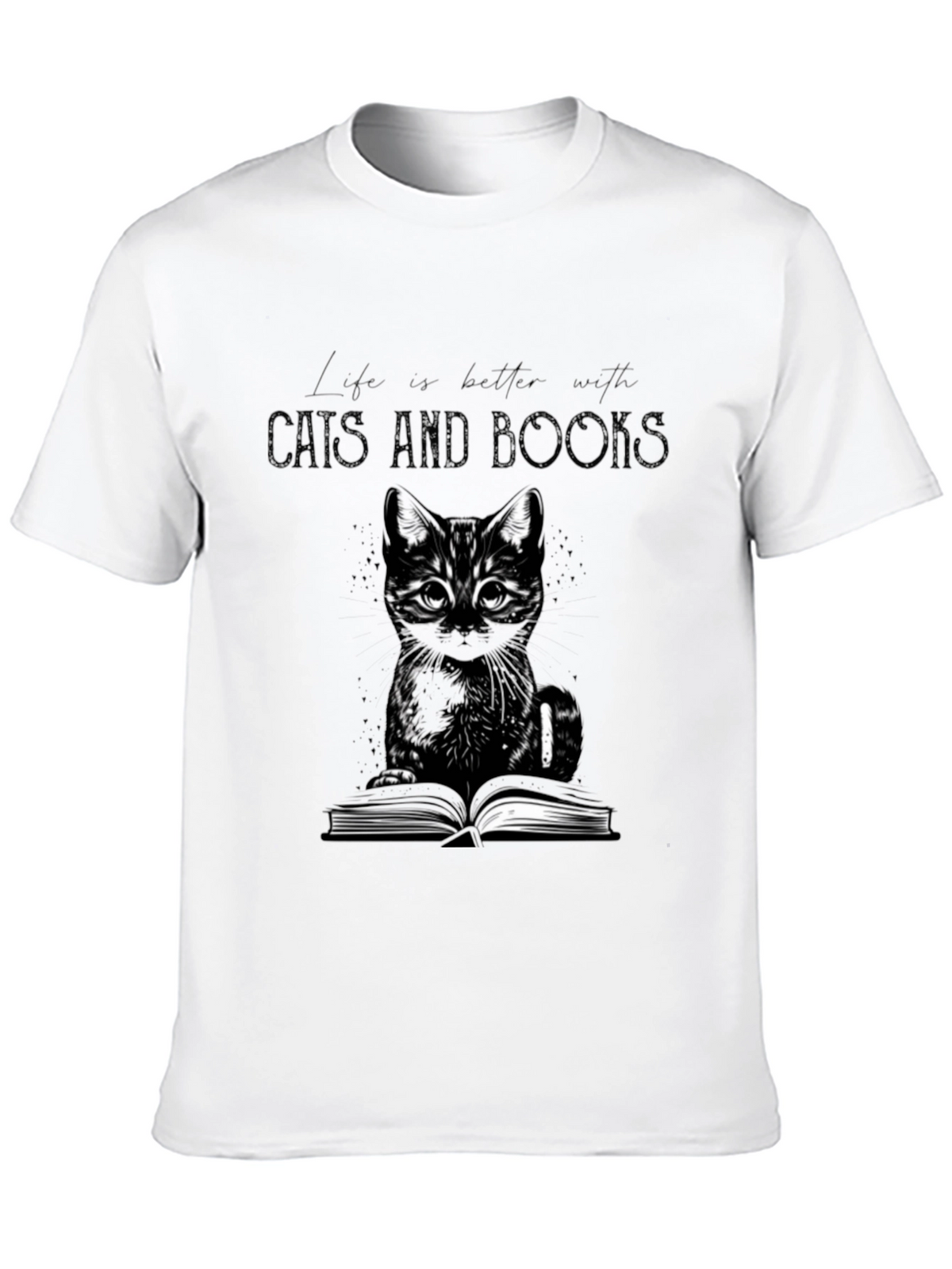 Cats and Books T-Shirt - A Purrfect Blend!