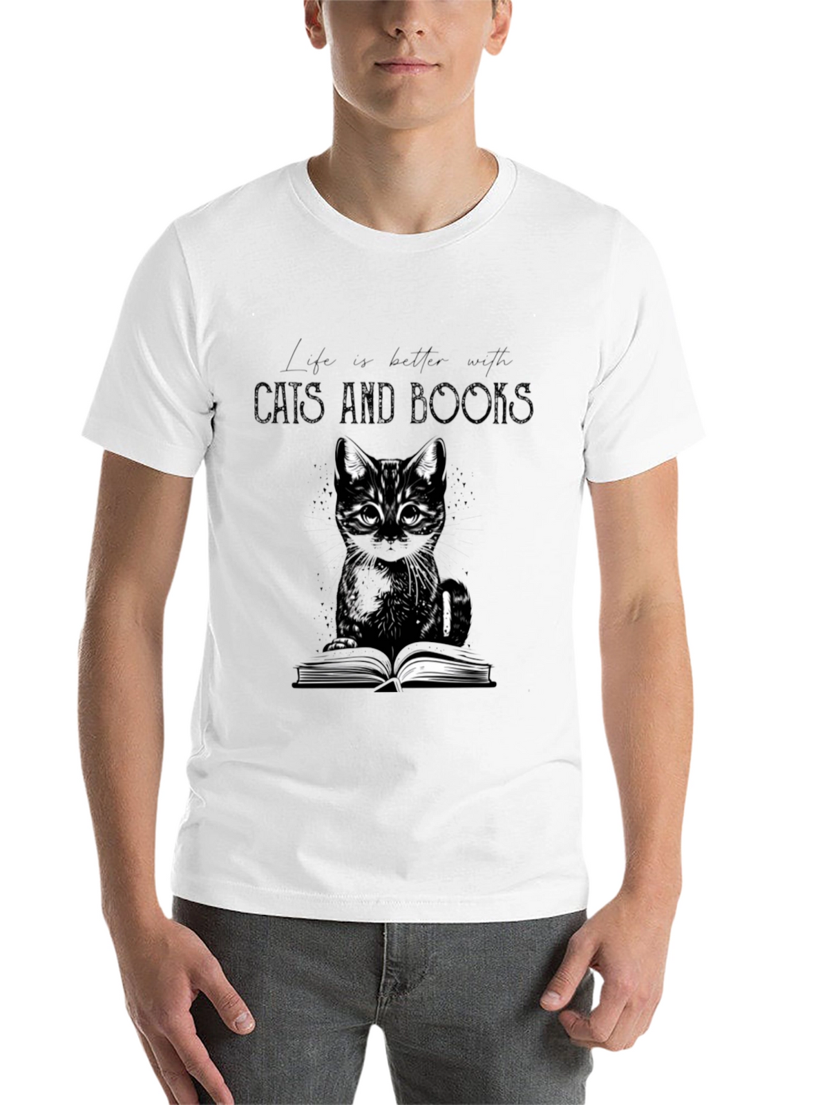 Cats and Books T-Shirt - A Purrfect Blend!