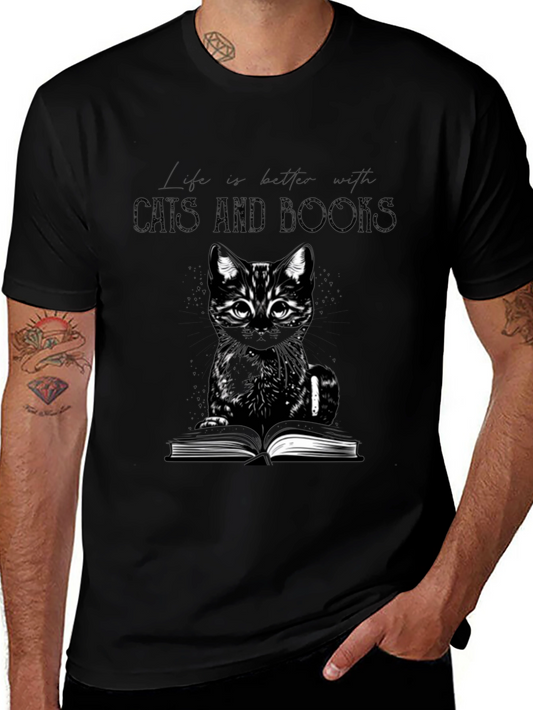 Cats and Books T-Shirt - A Purrfect Blend!