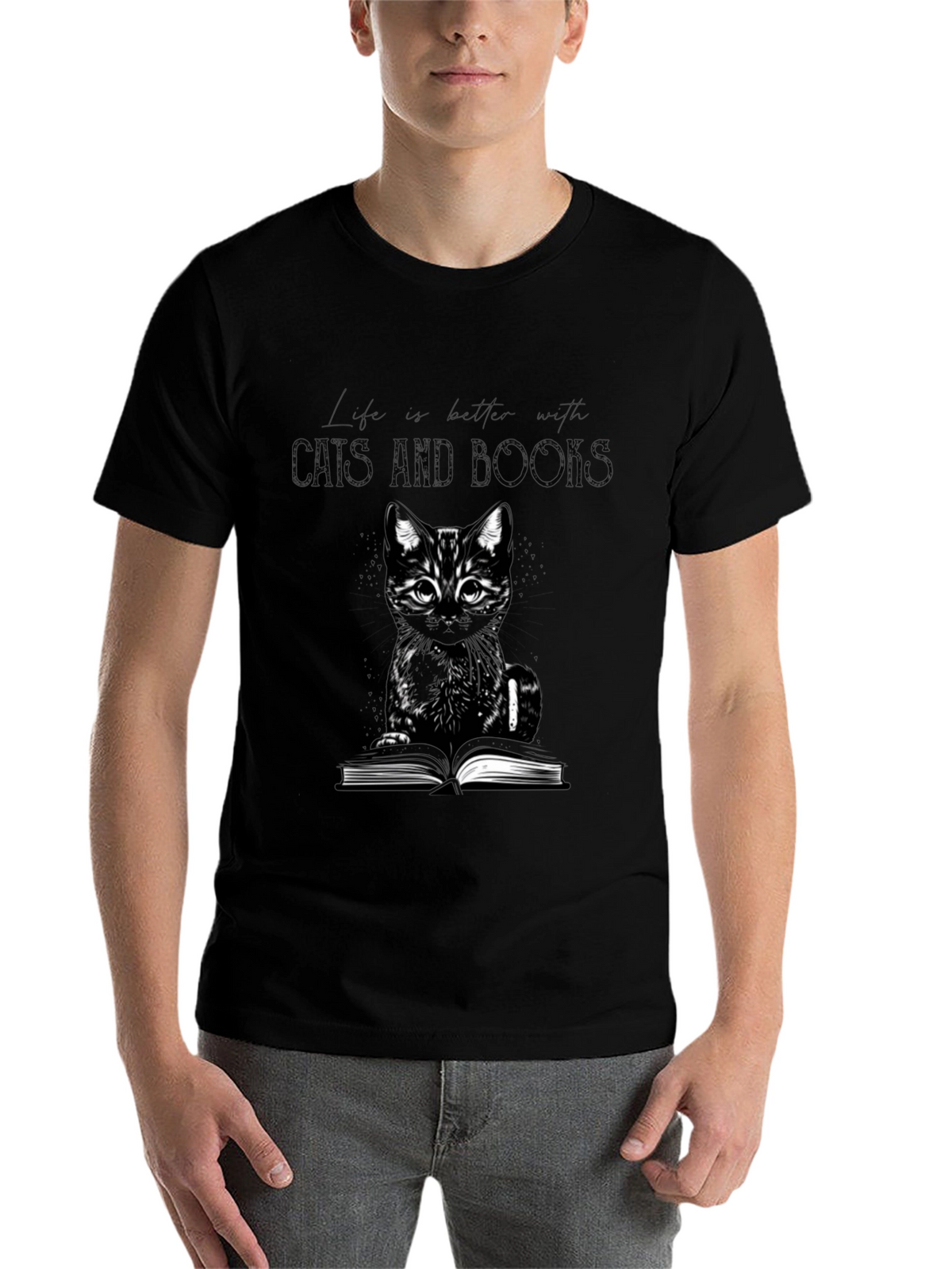 Cats and Books T-Shirt - A Purrfect Blend!