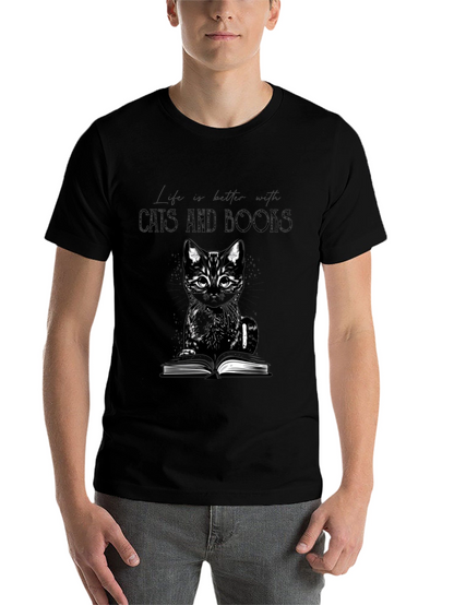 Cats and Books T-Shirt - A Purrfect Blend!