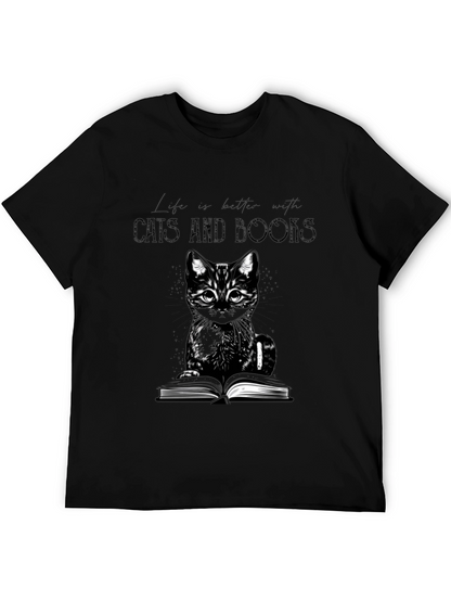 Cats and Books T-Shirt - A Purrfect Blend!