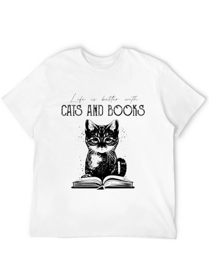 Cats and Books T-Shirt - A Purrfect Blend!