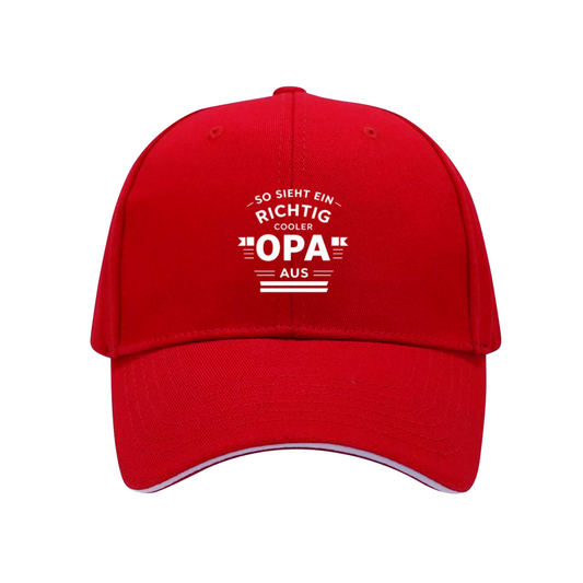 So Sieht Ein Richtig Cooler OPA German Slogan Red Sandwich Baseball Cap