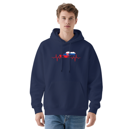 Slovakia Flag Heartbeat Patriotic Graphic Unisex Hoodie, Plush Cozy Feel