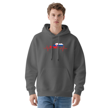 Slovakia Flag Heartbeat Patriotic Graphic Unisex Hoodie, Plush Cozy Feel