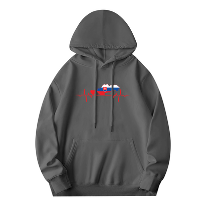 Slovakia Flag Heartbeat Patriotic Graphic Unisex Hoodie, Plush Cozy Feel