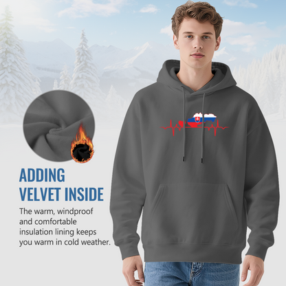 Slovakia Flag Heartbeat Patriotic Graphic Unisex Hoodie, Plush Cozy Feel