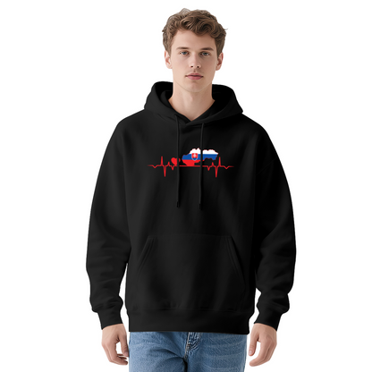 Slovakia Flag Heartbeat Patriotic Graphic Unisex Hoodie, Plush Cozy Feel