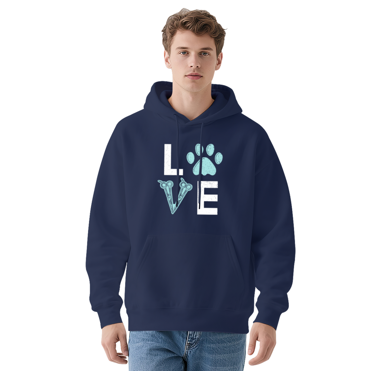 Love Dog Groomer Paw Print Unisex Hoodie, Fluffy Comfort Pet Lover Top