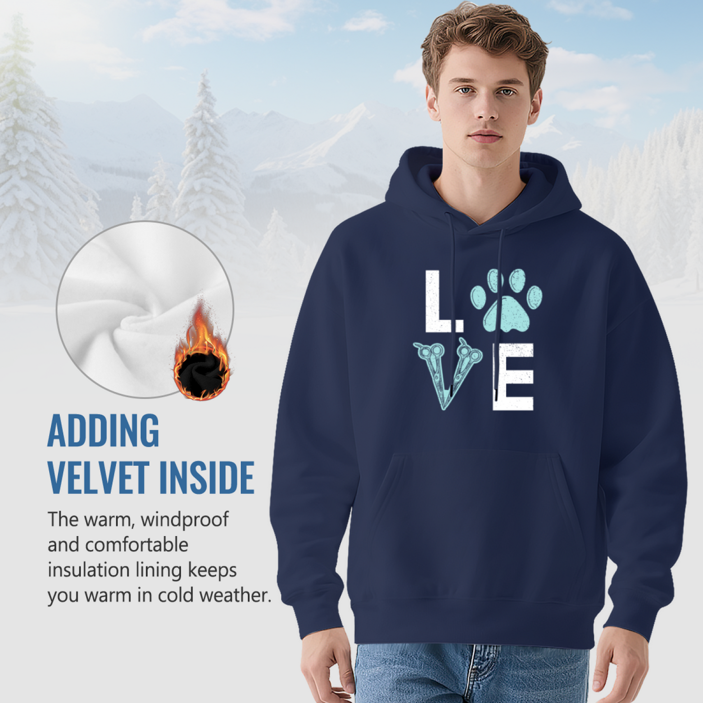 Love Dog Groomer Paw Print Unisex Hoodie, Fluffy Comfort Pet Lover Top