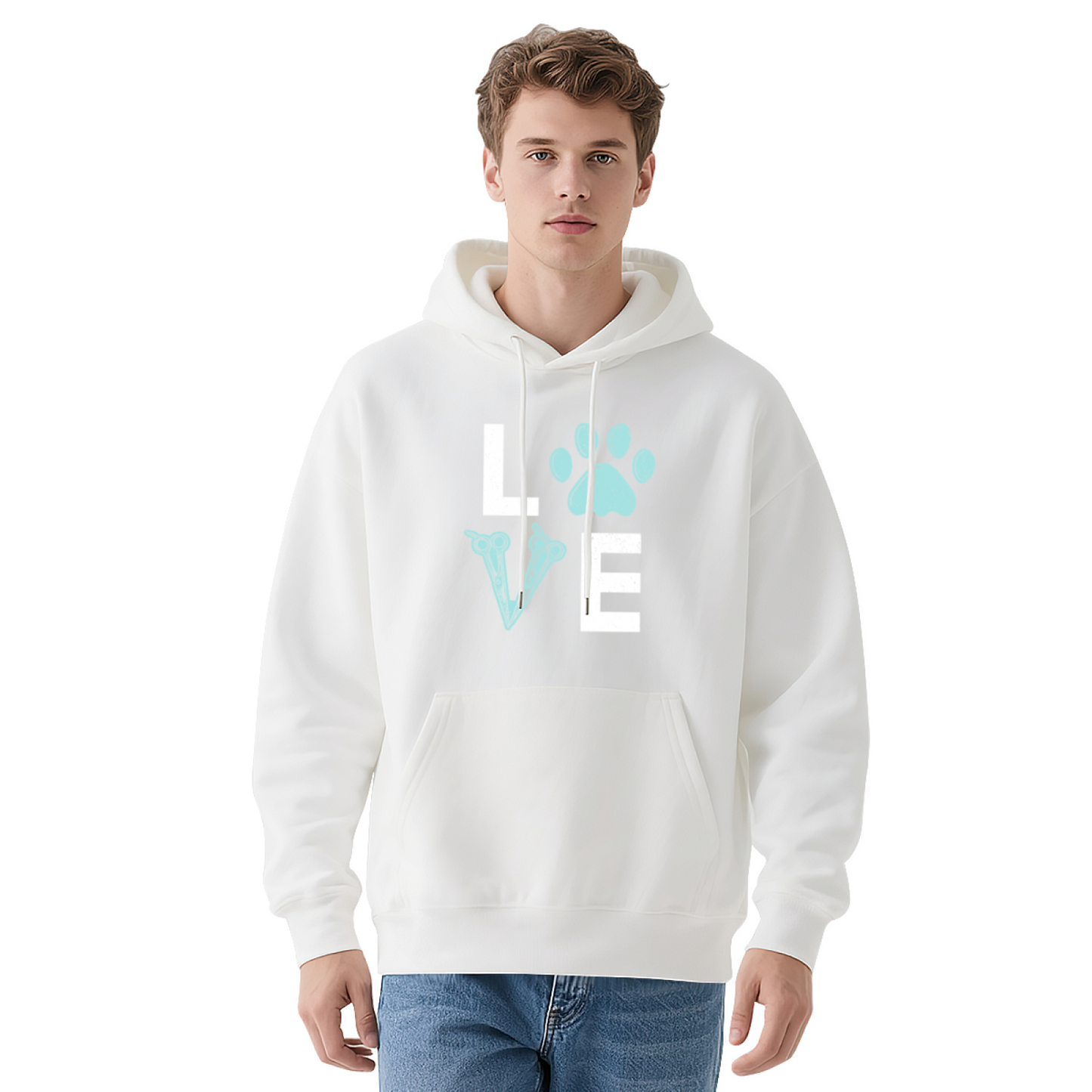Love Dog Groomer Paw Print Unisex Hoodie, Fluffy Comfort Pet Lover Top