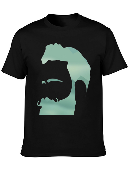 Geometric Bearded Man Graphic Tee - Black