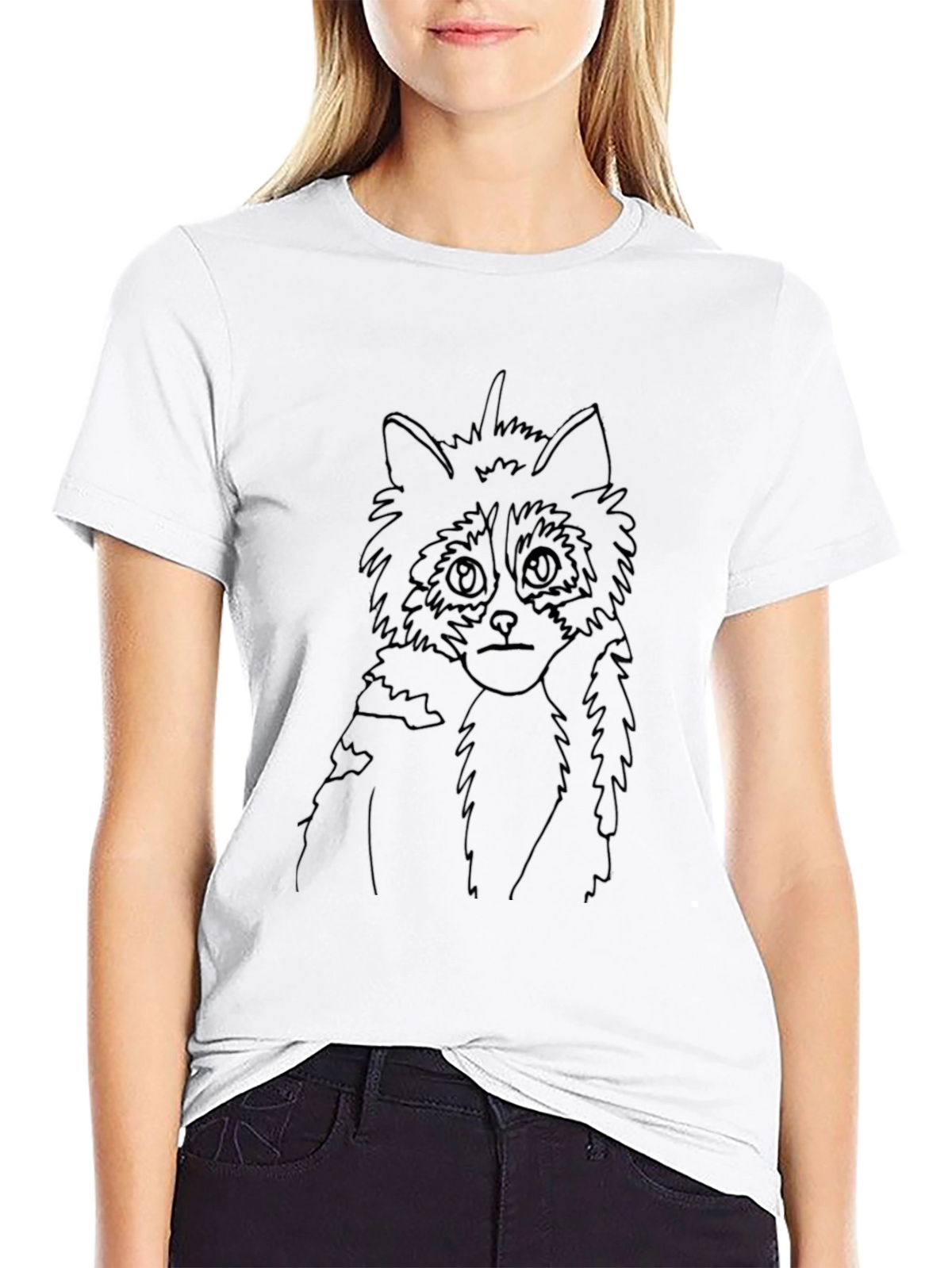 Raccoon Outline Black T-Shirt
