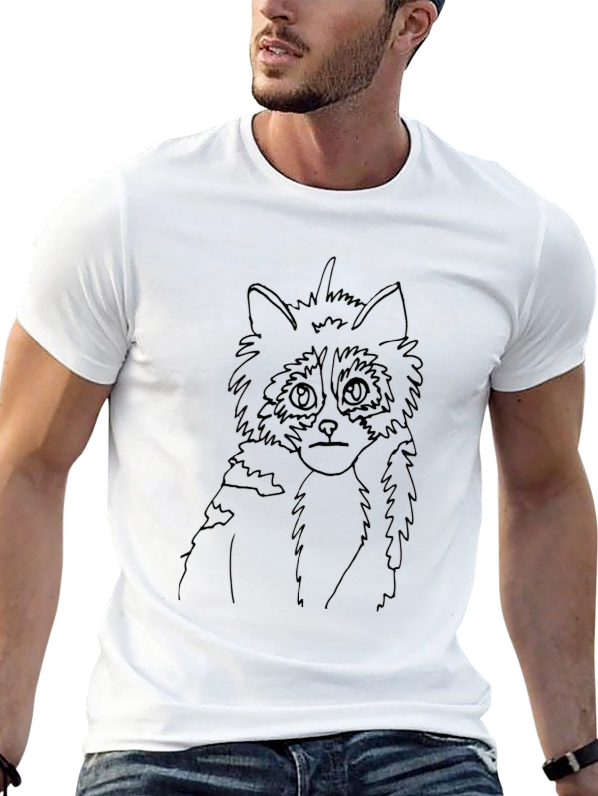 Raccoon Outline Black T-Shirt