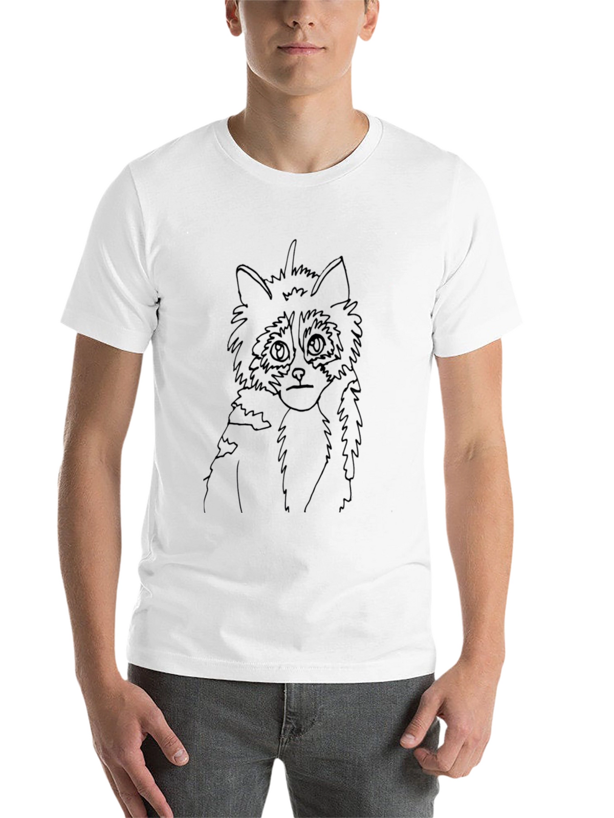 Raccoon Outline Black T-Shirt