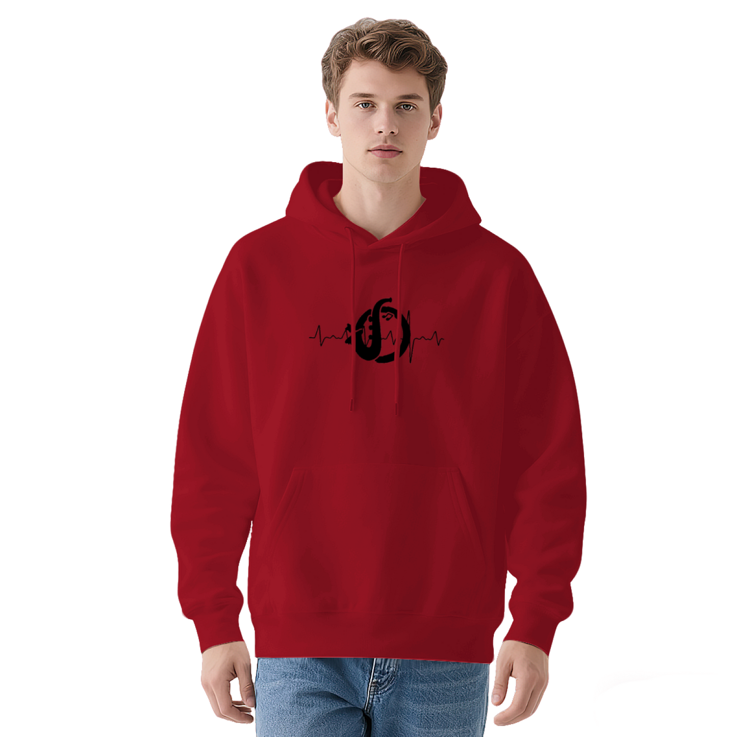 Guitar Heartbeat Music Lover Minimal Hoodie, Soft Relax Daily Outfit