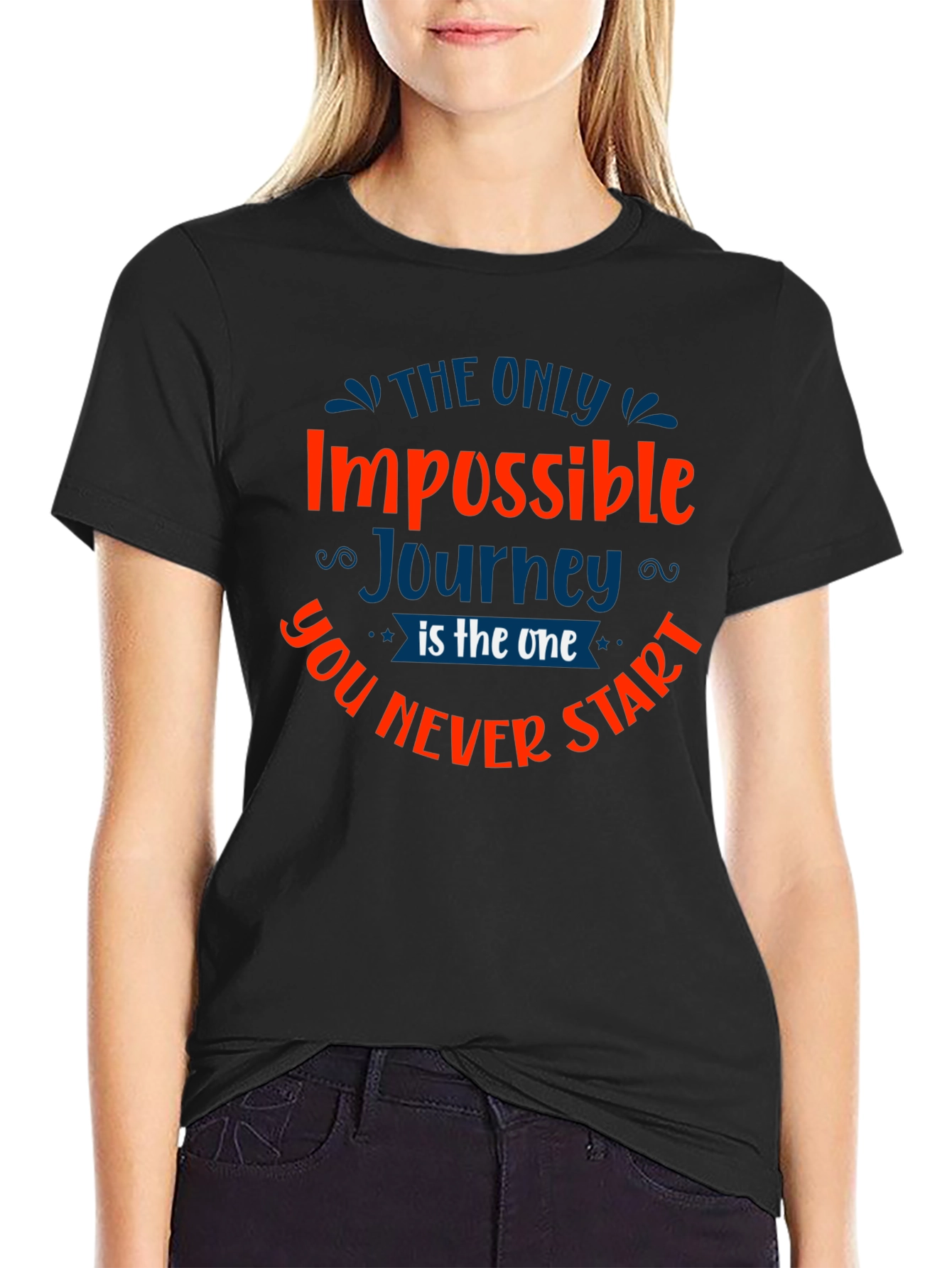 Impossible Journey Graphic Tee - Motivational Black T-Shirt
