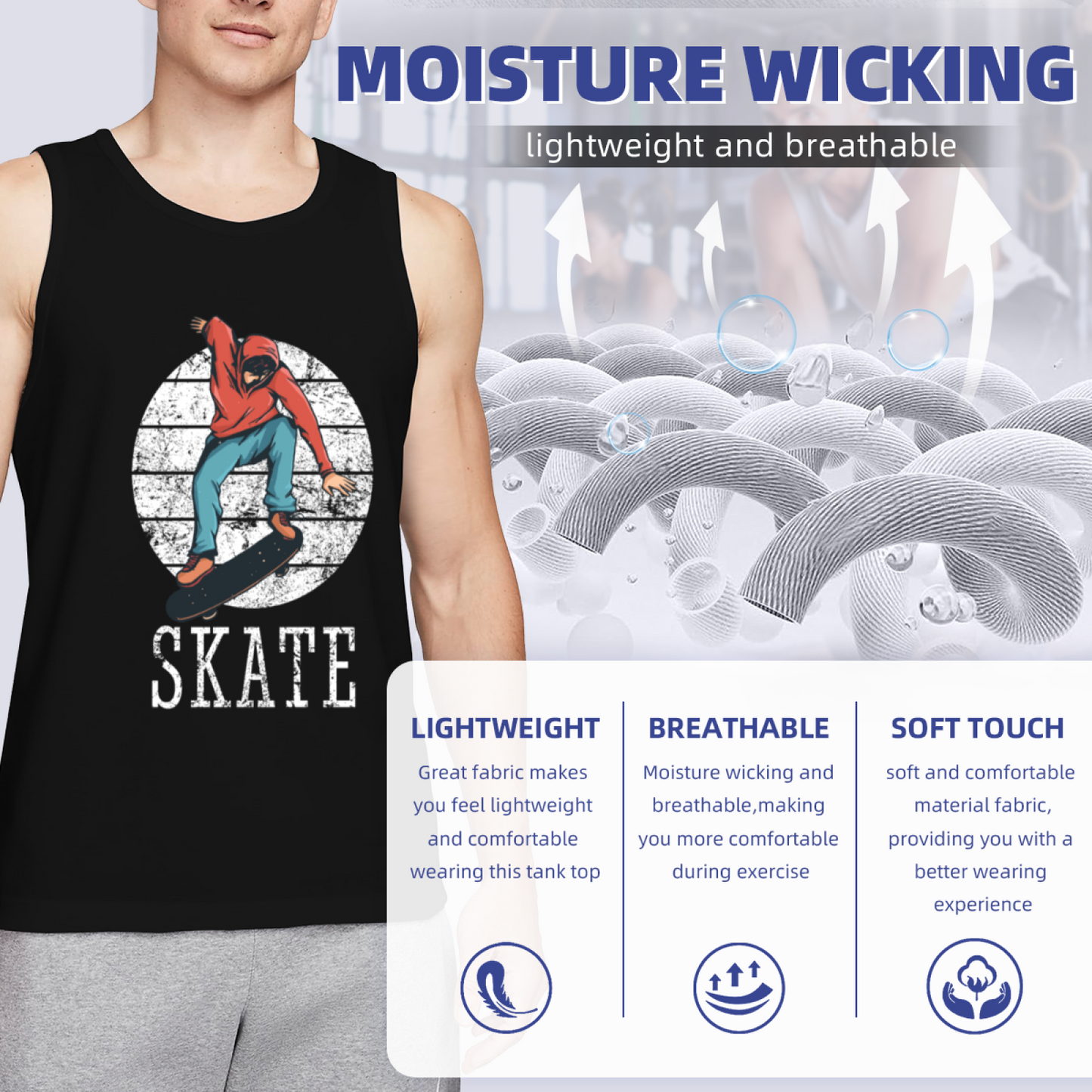 Vintage Distressed Skateboard Skater Streetwear Sleeveless Tank
