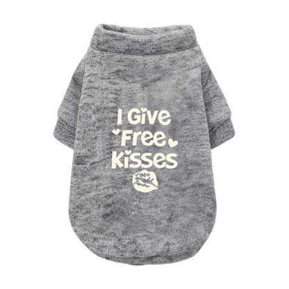I Give Free Kisses Lip Print Sweet Pet Cardigan Sweater, Lovely Puppy Daily Outfit