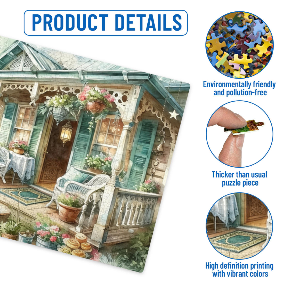 Elegant Pastel Porch with Blooms & Afternoon Treats ¨C Soft Cottagecore Puzzle
