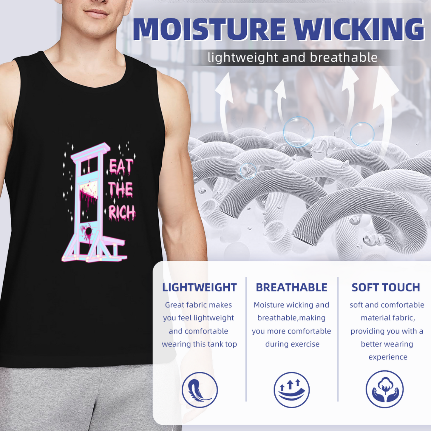 Eat The Rich Pastel Guillotine Edgy Mens Vest