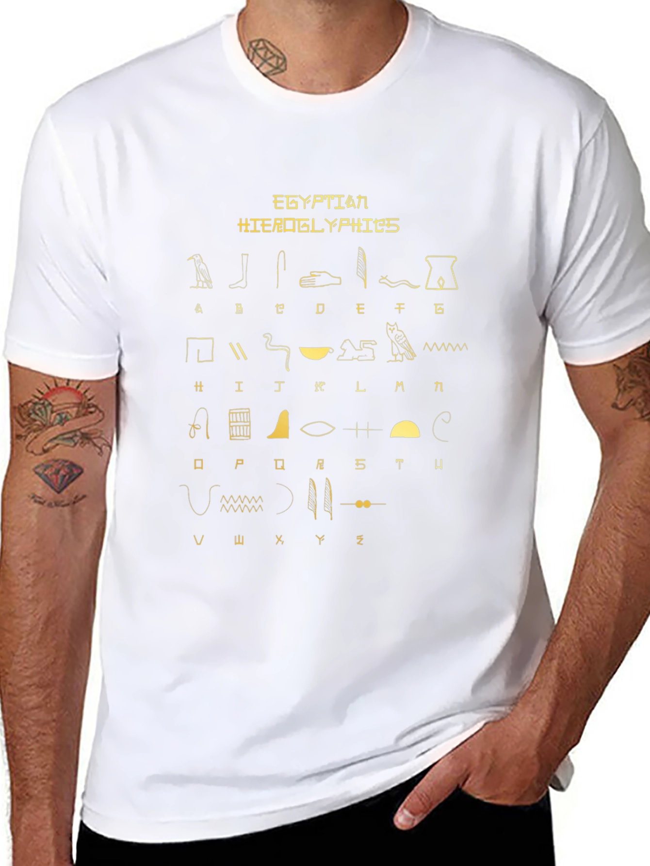 Egyptian Hieroglyphics Print Black T-Shirt