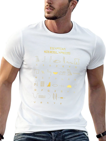 Egyptian Hieroglyphics Print Black T-Shirt