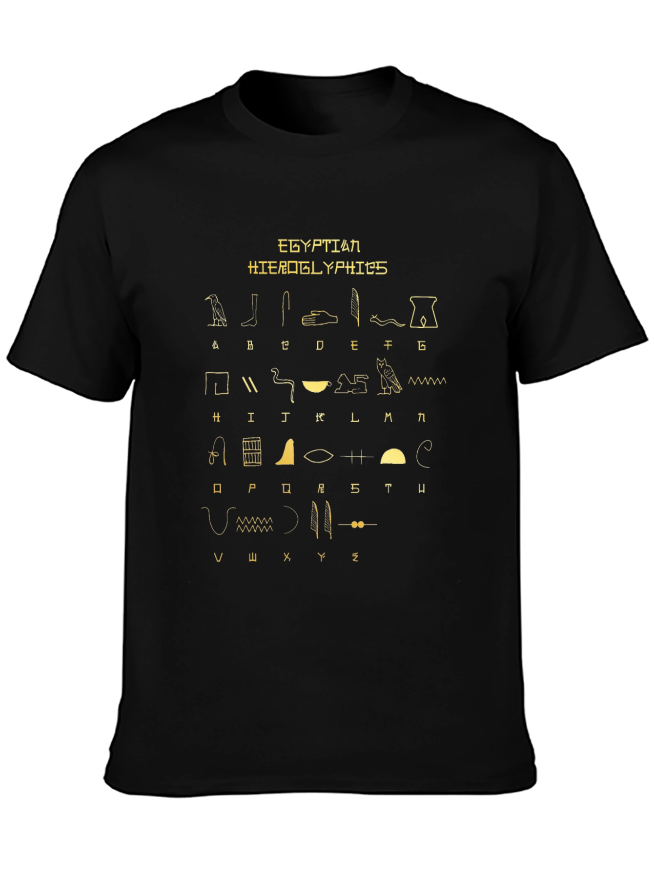 Egyptian Hieroglyphics Print Black T-Shirt
