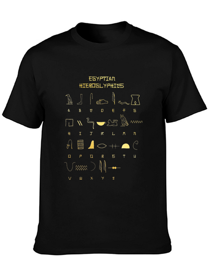 Egyptian Hieroglyphics Print Black T-Shirt