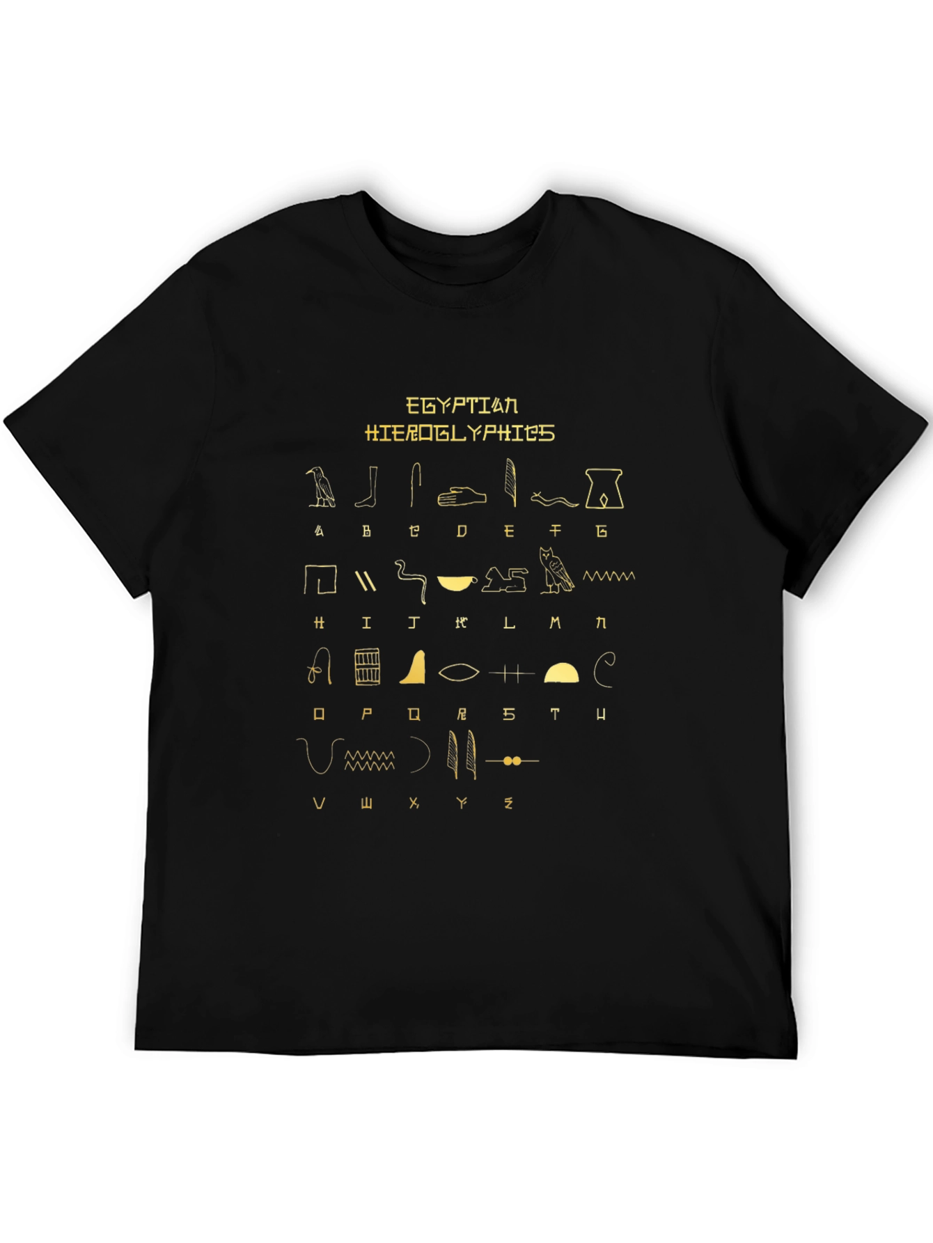 Egyptian Hieroglyphics Print Black T-Shirt