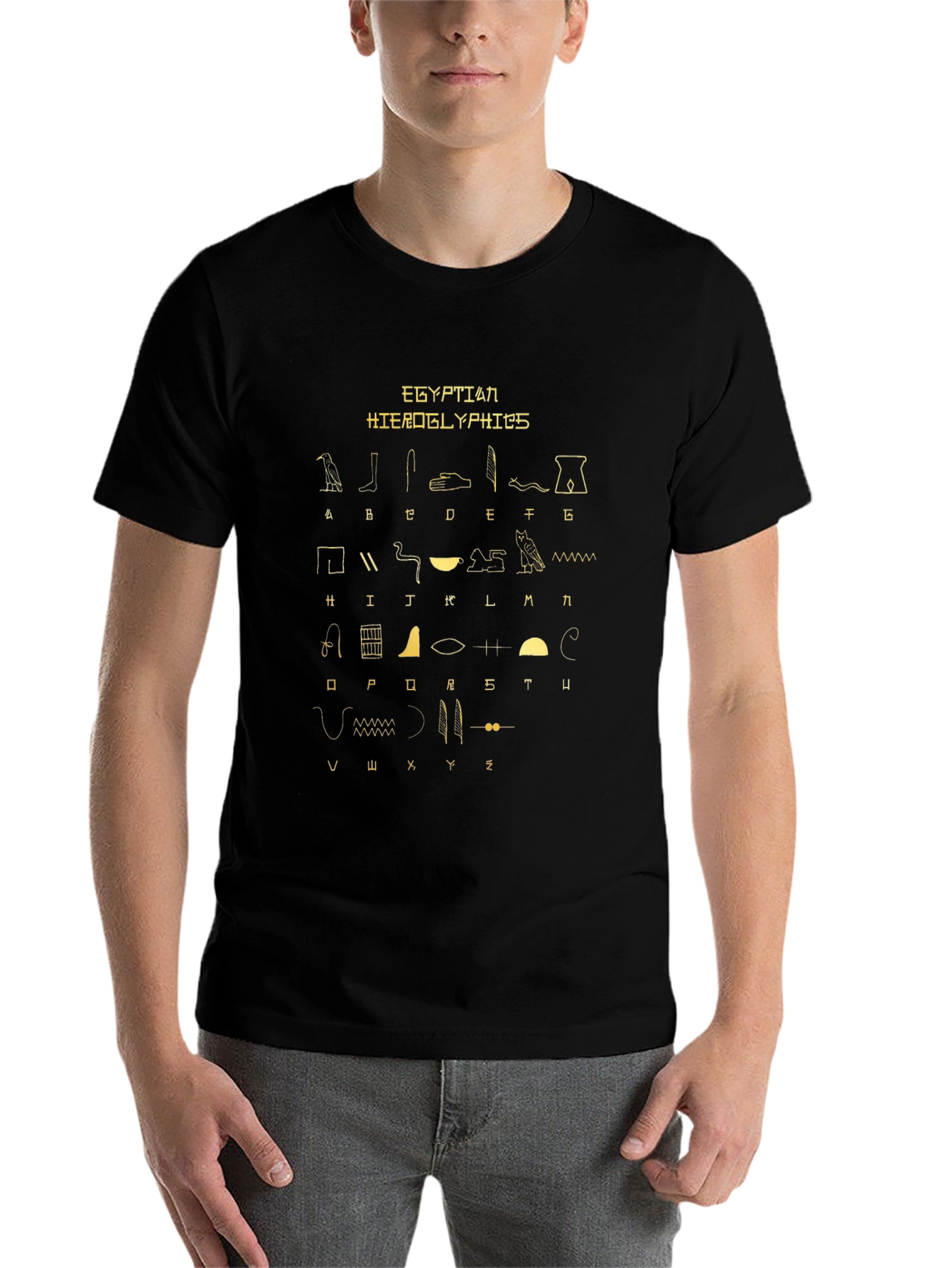 Egyptian Hieroglyphics Print Black T-Shirt