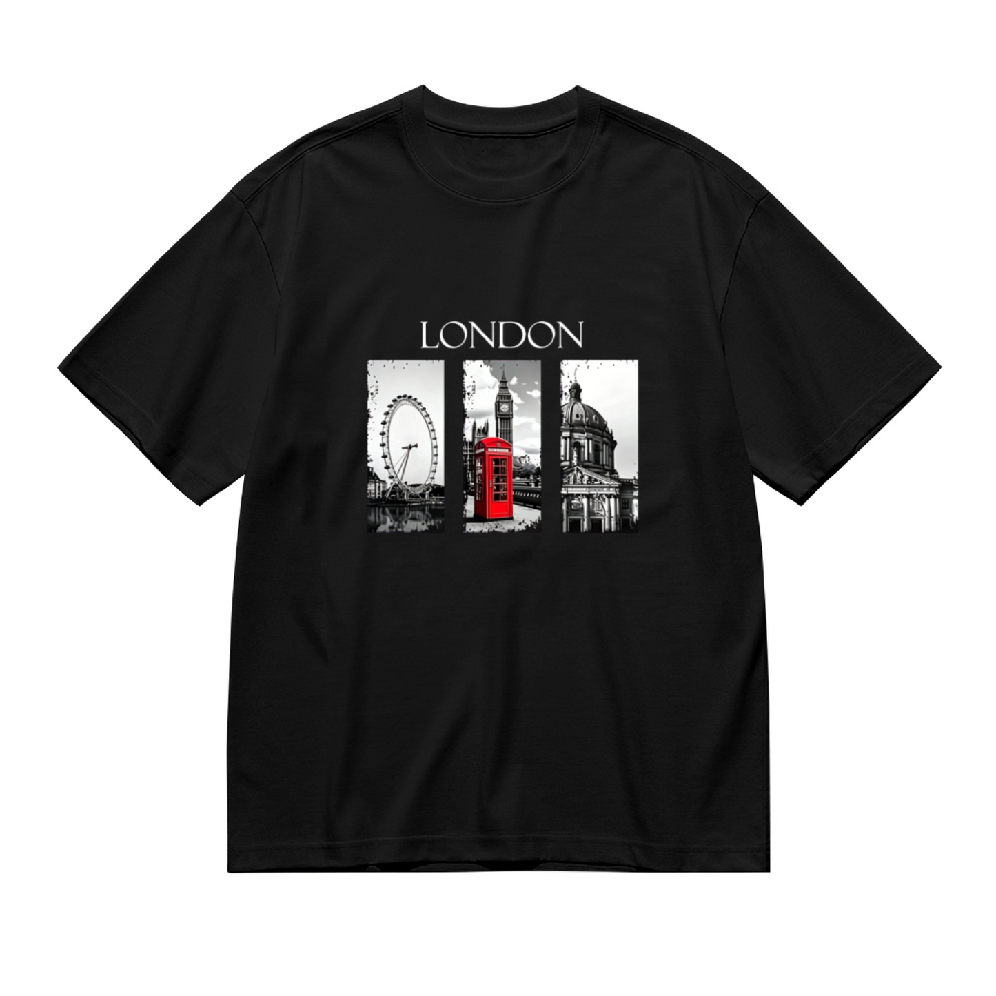 Classic London Landmark Red Telephone Booth Black Plus Size Women¡¯s Printed T-Shirt