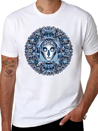 Robot Face Graphic Tee - Steampunk Style