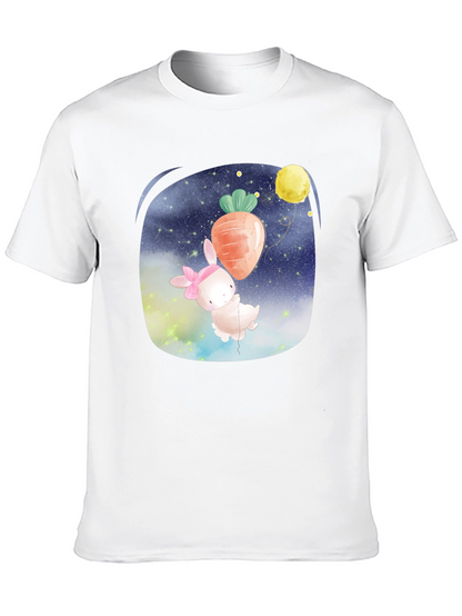 Cute Bunny Carrot Balloon Black T-Shirt