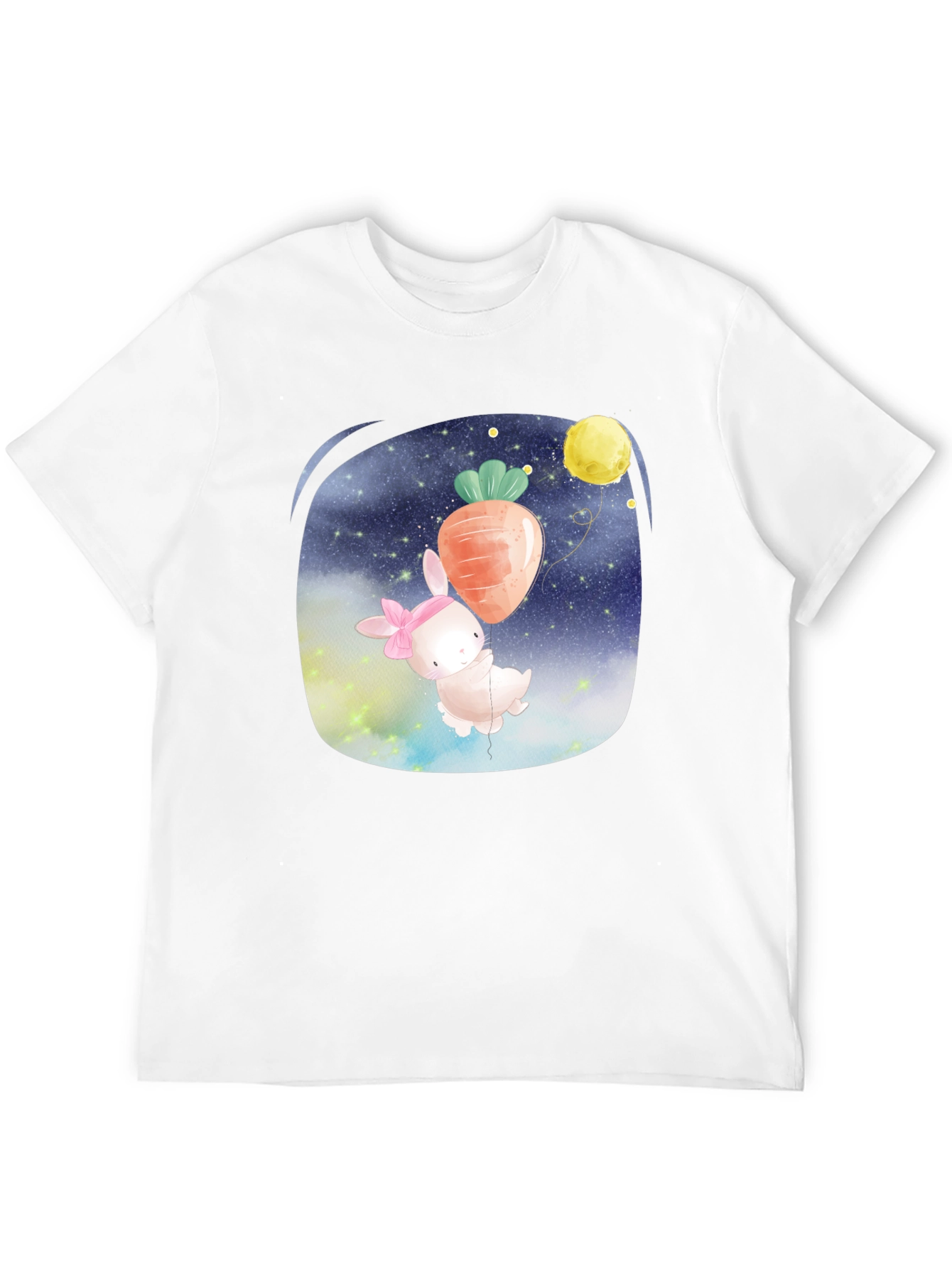 Cute Bunny Carrot Balloon Black T-Shirt