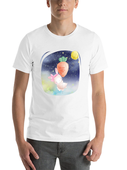 Cute Bunny Carrot Balloon Black T-Shirt