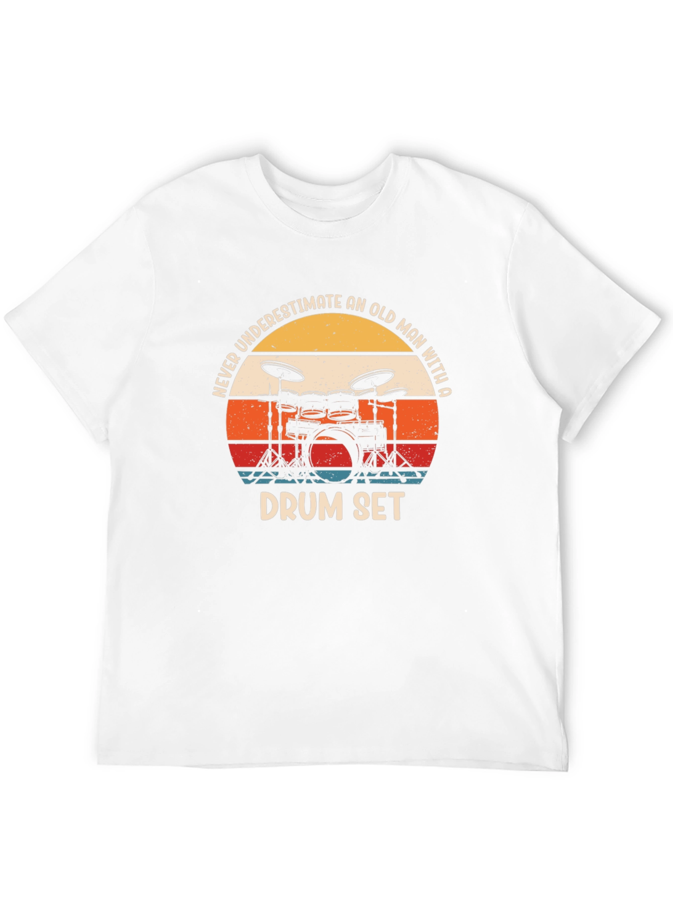Never Underestimate An Old Man Drum Set Black T-Shirt