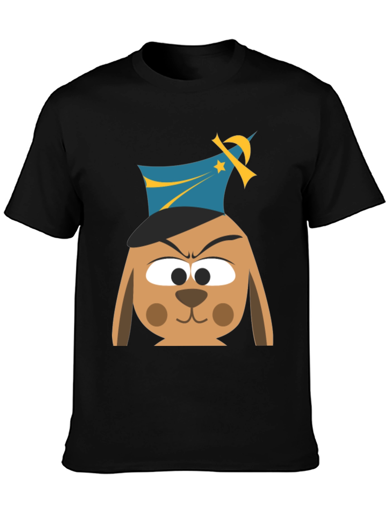 Cartoon Dog Graphic T-Shirt - Black Cotton Tee