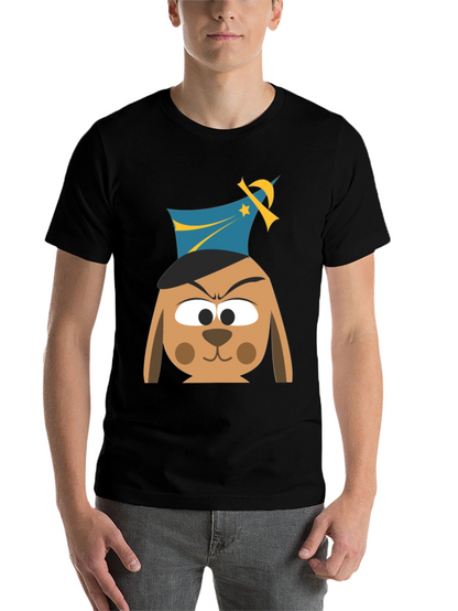 Cartoon Dog Graphic T-Shirt - Black Cotton Tee