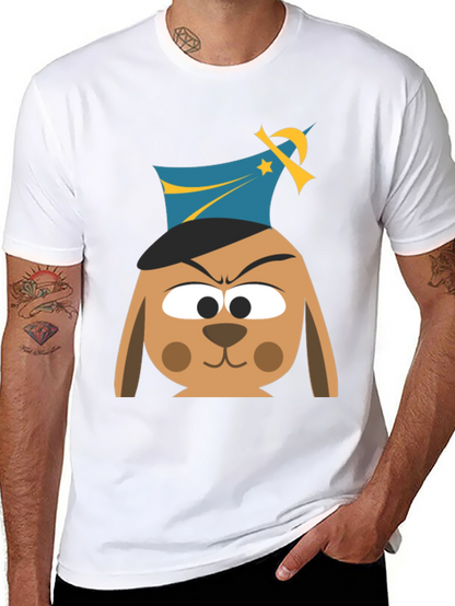 Cartoon Dog Graphic T-Shirt - Black Cotton Tee