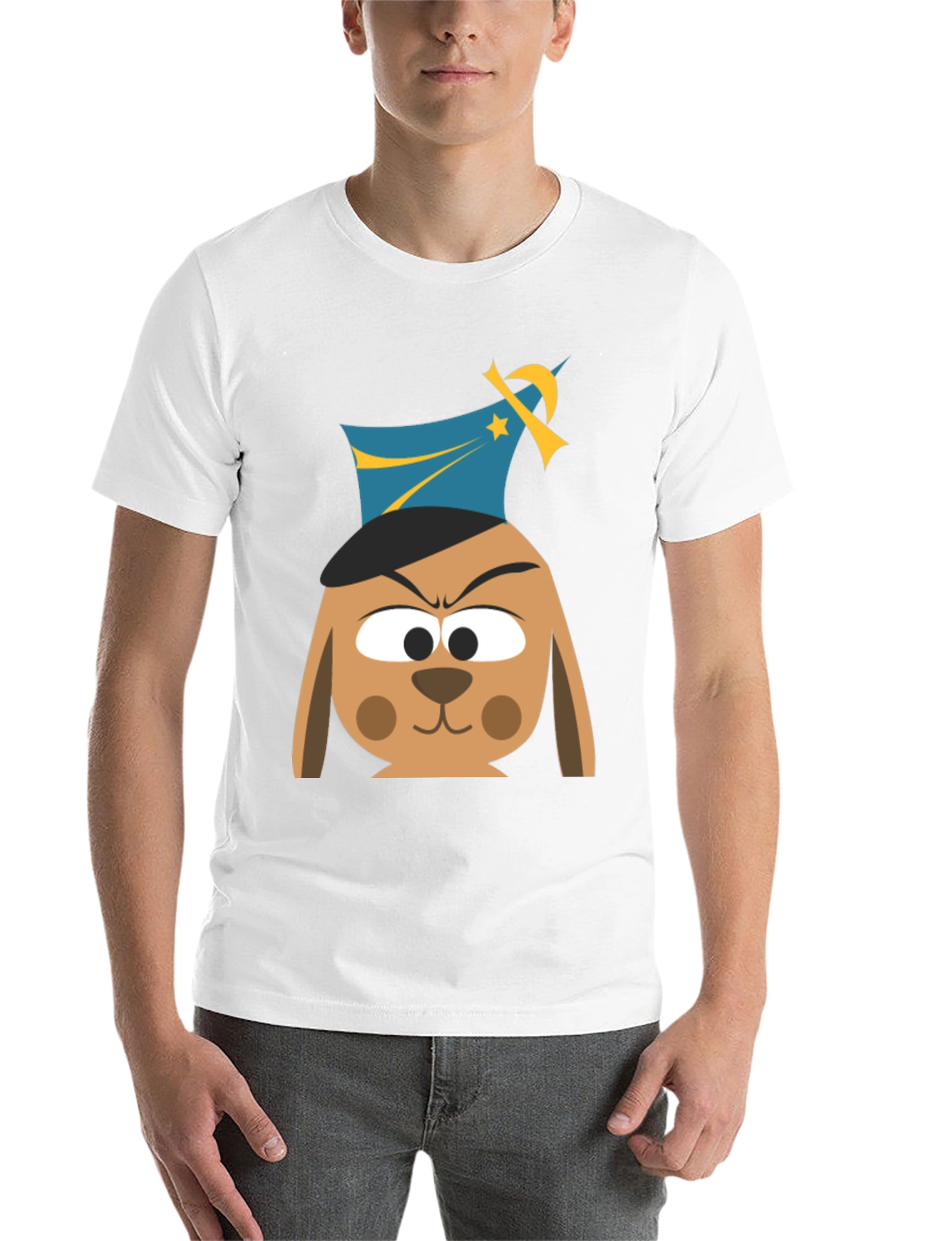Cartoon Dog Graphic T-Shirt - Black Cotton Tee