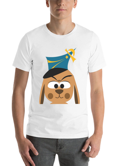 Cartoon Dog Graphic T-Shirt - Black Cotton Tee
