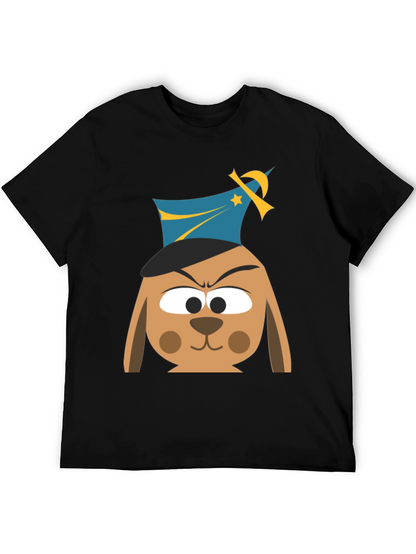 Cartoon Dog Graphic T-Shirt - Black Cotton Tee