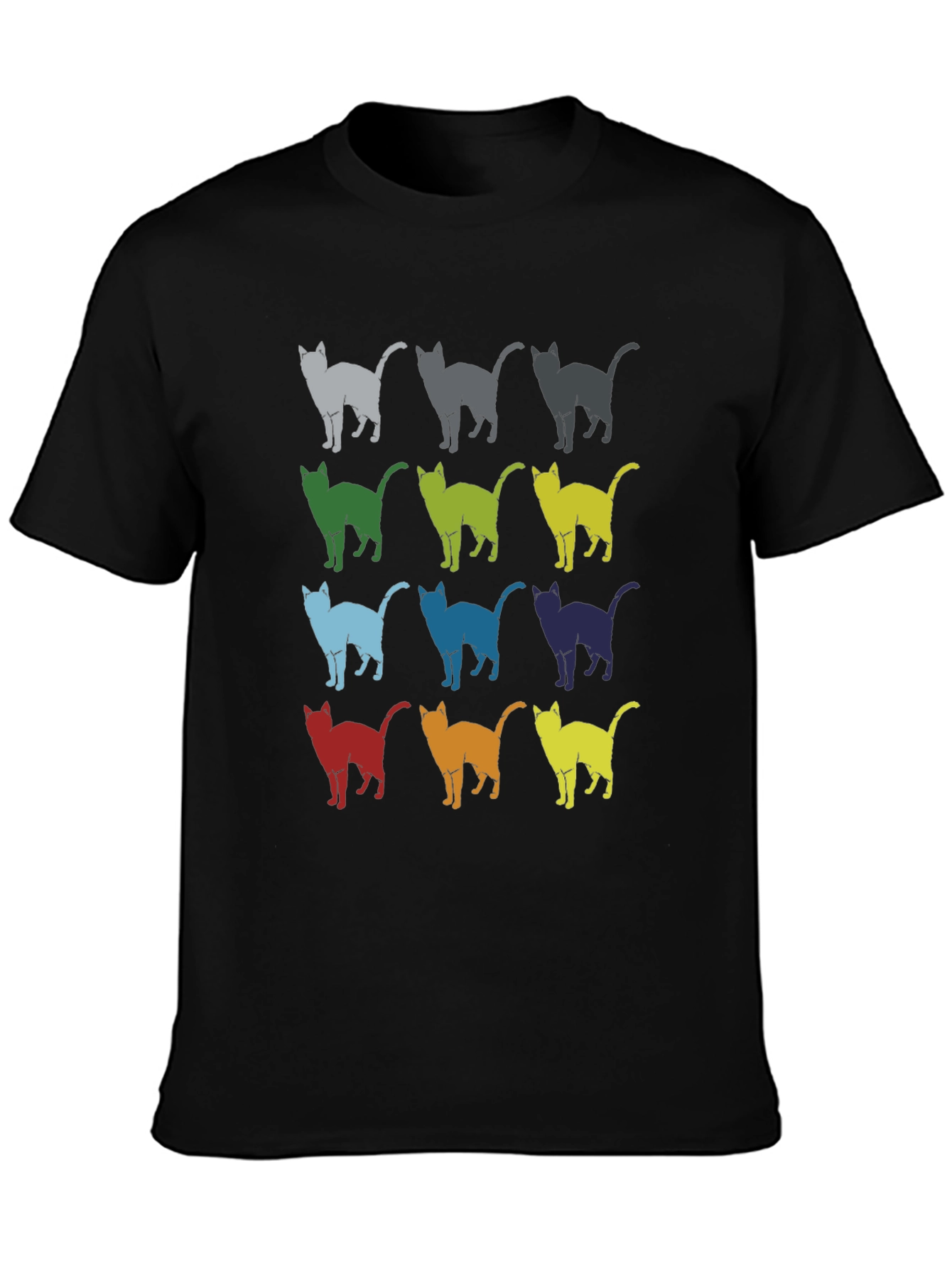 Retro Cat Pattern Graphic T-Shirt