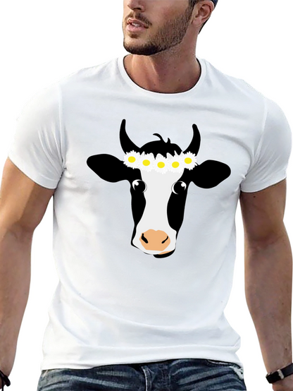 Daisy Cow Graphic Tee - Black Cotton T-Shirt