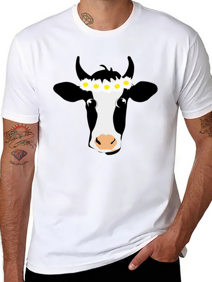 Daisy Cow Graphic Tee - Black Cotton T-Shirt