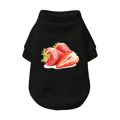 Juicy Strawberry Print Black Pet Cardigan Sweater