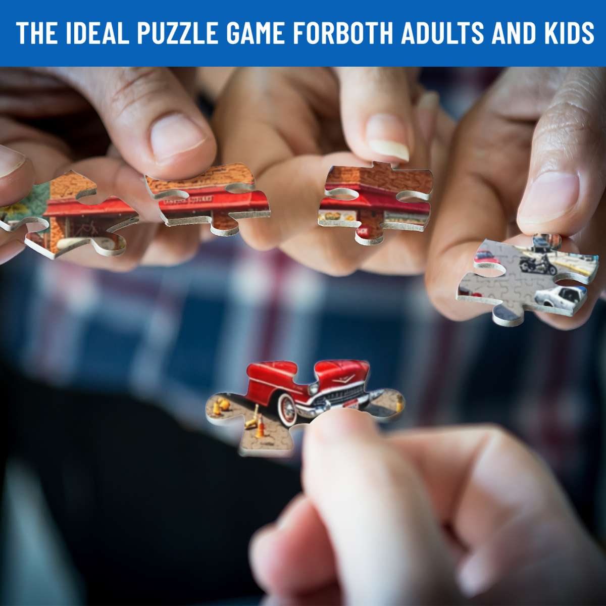 Retro American Garage Town ¨C Classic Hot Rods & Motorcycles Puzzle